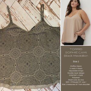 TORRID SOPHIE CAMI Black Medallion - 2X